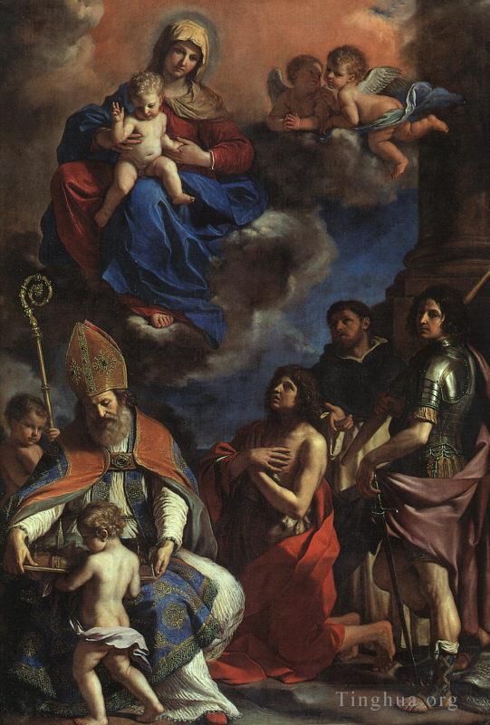 Guercino Oil Painting - The Patron Saints of Modena