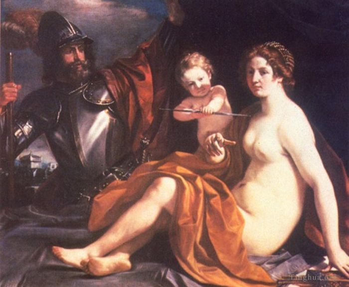 Guercino Oil Painting - Venus Mars and Cupid