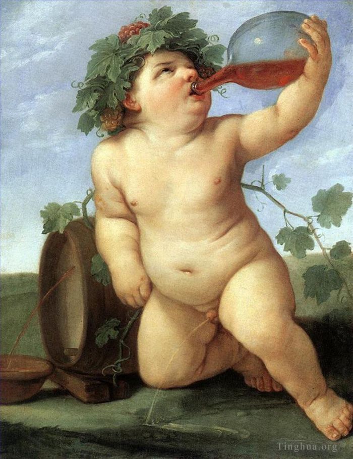 Guido Reni Oil Painting - Drinking Bacchus