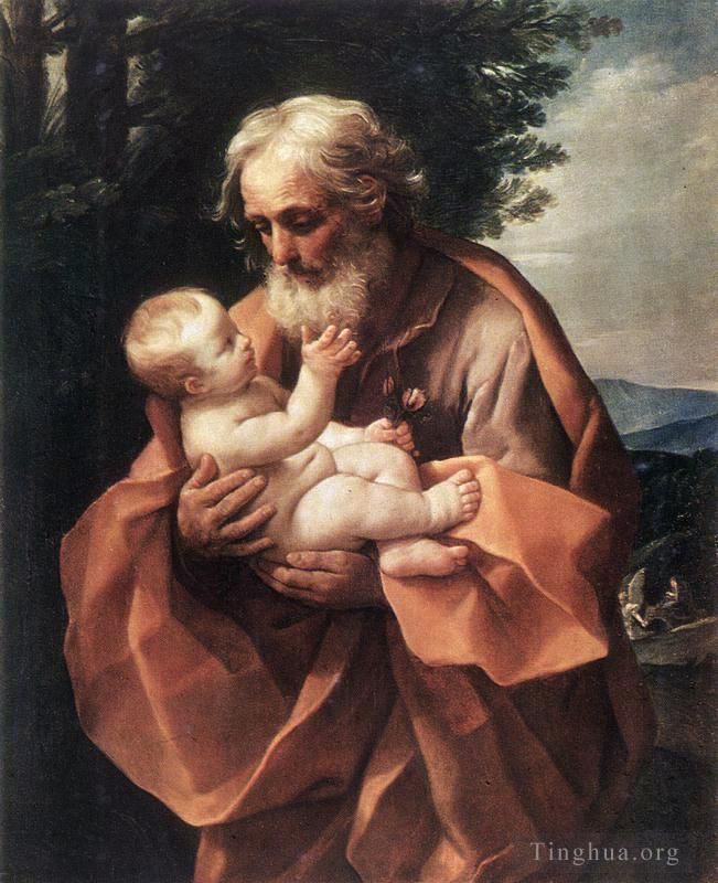Guido Reni Oil Painting - St Joseph with the Infant Jesus