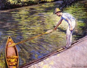 Artist Gustave Caillebotte's Work - Boater Pulling on His Perissoire