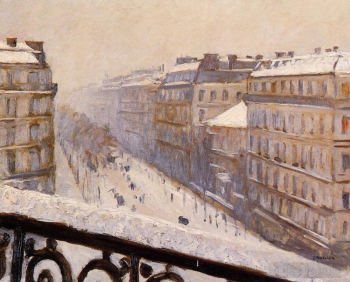 Gustave Caillebotte Oil Painting - Boulevard Haussmann Snow