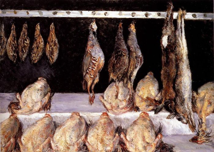 Gustave Caillebotte Oil Painting - Display Of Chickens And Game Birds