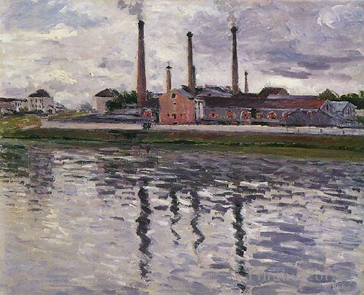 Gustave Caillebotte Oil Painting - Factories at Argenteuil seascape