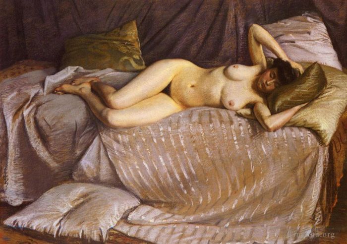 Gustave Caillebotte Oil Painting - Femme Nue Etendue Sur Un Divan