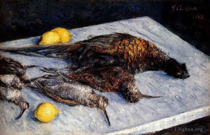 Gustave Caillebotte Oil Painting - Game Birds And Lemons still life