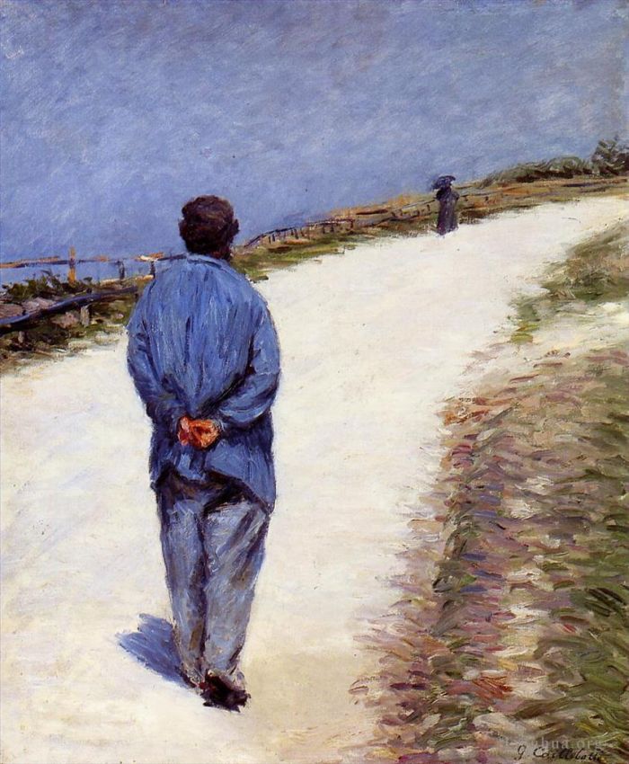 Gustave Caillebotte Oil Painting - Man in a Smock aka Father Magloire on the Road between Saint Clair and Etreta
