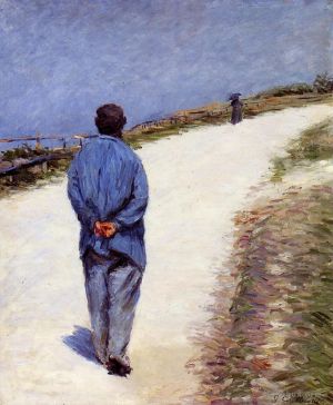 Artist Gustave Caillebotte's Work - Man in a Smock aka Father Magloire on the Road between Saint Clair and Etreta