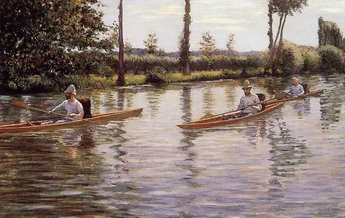 Gustave Caillebotte Oil Painting - Perissoires sur lYerres aka Boating on the Yerres seascape