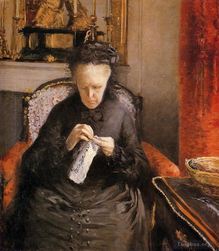 Gustave Caillebotte Oil Painting - Portait of Madame Martial Caillebote the artists mother