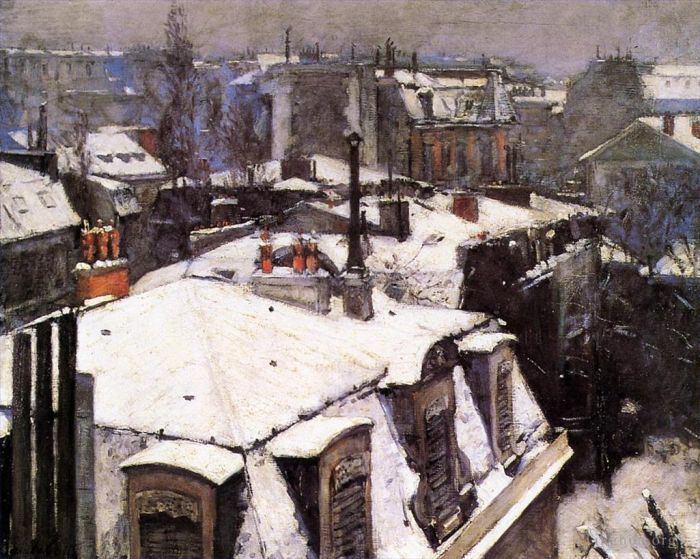 Gustave Caillebotte Oil Painting - Rooftops Under Snow