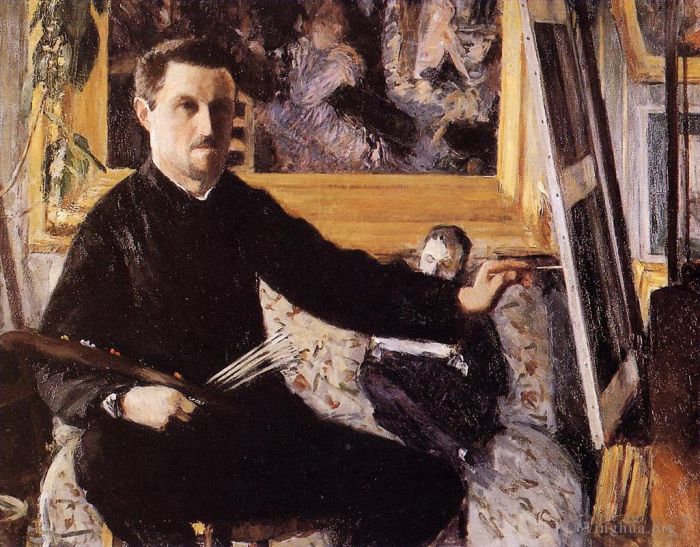 Gustave Caillebotte Oil Painting - Self Portrait with Easel