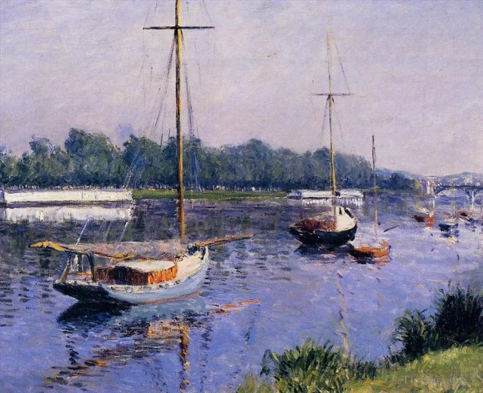 Gustave Caillebotte Oil Painting - The Basin at Argenteuil seascape