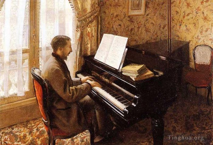 Gustave Caillebotte Oil Painting - Young Man Playing the Piano