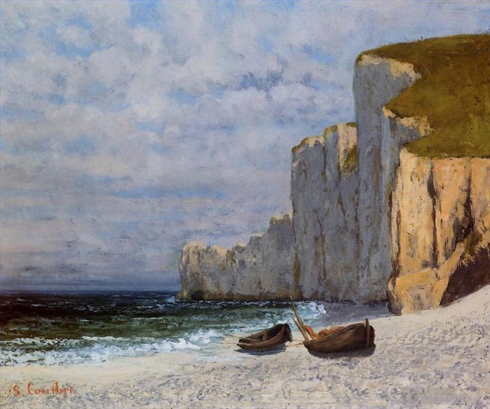 Gustave Courbet Oil Painting - A Bay with Cliffs