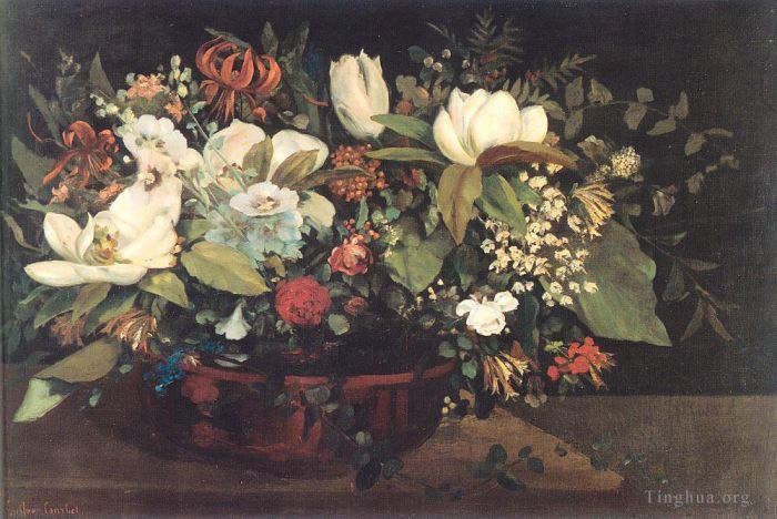 Gustave Courbet Oil Painting - Basket of Flowers