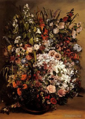 Artist Gustave Courbet's Work - Bouquet Of Flowers In A Vase