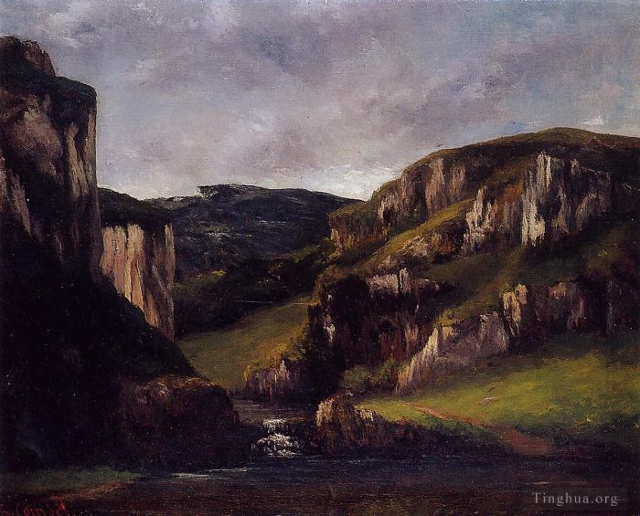 Gustave Courbet Oil Painting - Cliffs near Ornans