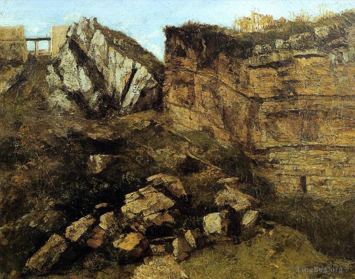 Gustave Courbet Oil Painting - Crumbling Rocks