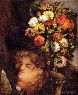 Artist Gustave Courbet's Work - Head Of A Woman With Flowers