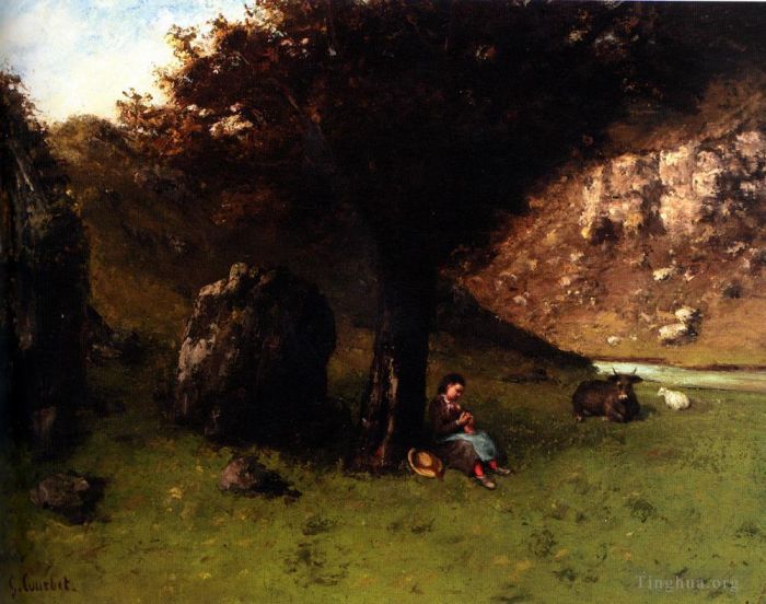 Gustave Courbet Oil Painting - La Petite Bergere The Young Shepherdess