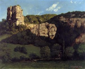 Artist Gustave Courbet's Work - Landscape Bald Rock in the Valley of Ornans