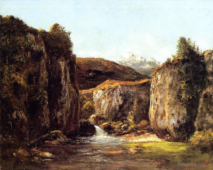 Gustave Courbet Oil Painting - Landscape The Source among the Rocks of the Doubs