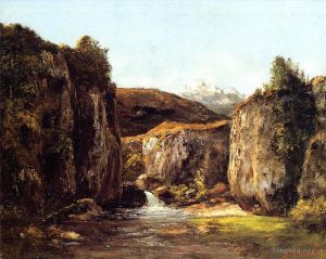Artist Gustave Courbet's Work - Landscape The Source among the Rocks of the Doubs