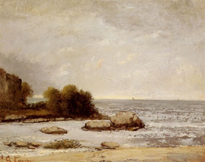 Gustave Courbet Oil Painting - Marine De Saint Aubin
