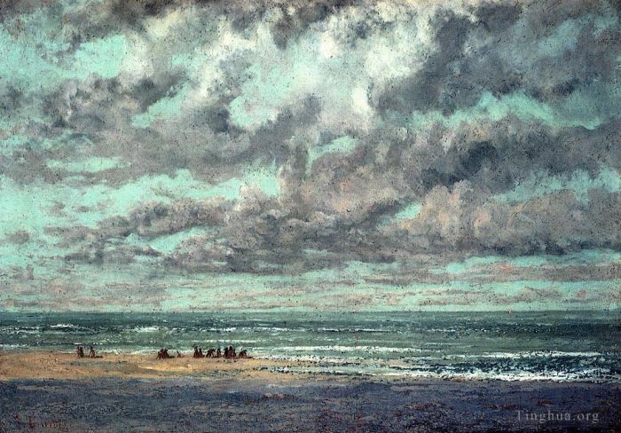 Gustave Courbet Oil Painting - Marine Les Equilleurs
