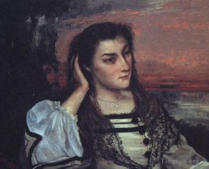 Artist Gustave Courbet's Work - Portrait of Gabrielle Borreau The Dreamer