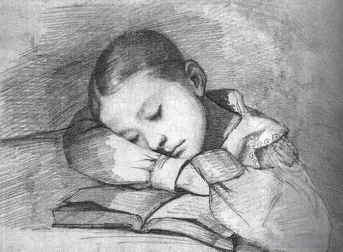 Gustave Courbet Oil Painting - Portrait of Juliette Courbet as a Sleeping Child WBM