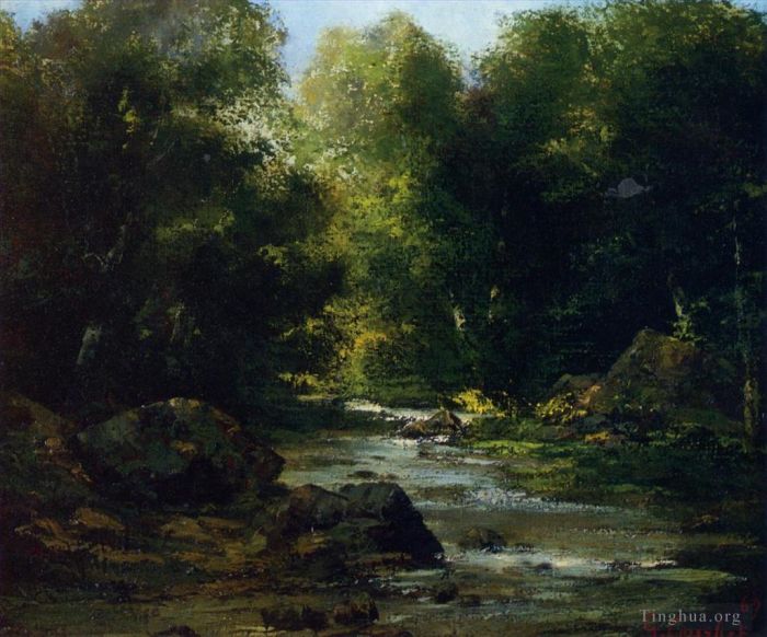 Gustave Courbet Oil Painting - River Landscape