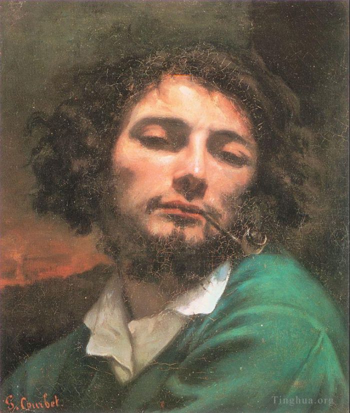Gustave Courbet Oil Painting - Self Portrait Man with a Pipe
