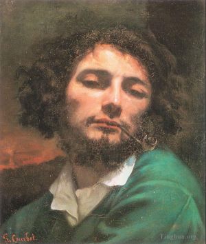 Artist Gustave Courbet's Work - Self Portrait Man with a Pipe
