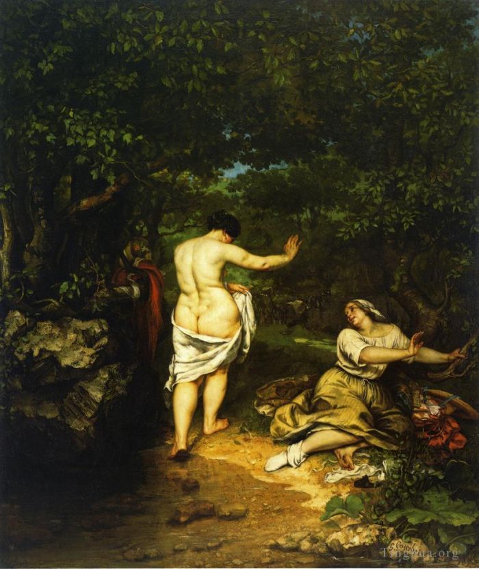 Gustave Courbet Oil Painting - The Bathers
