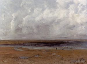 Artist Gustave Courbet's Work - The Beach at Trouville at Low Tide