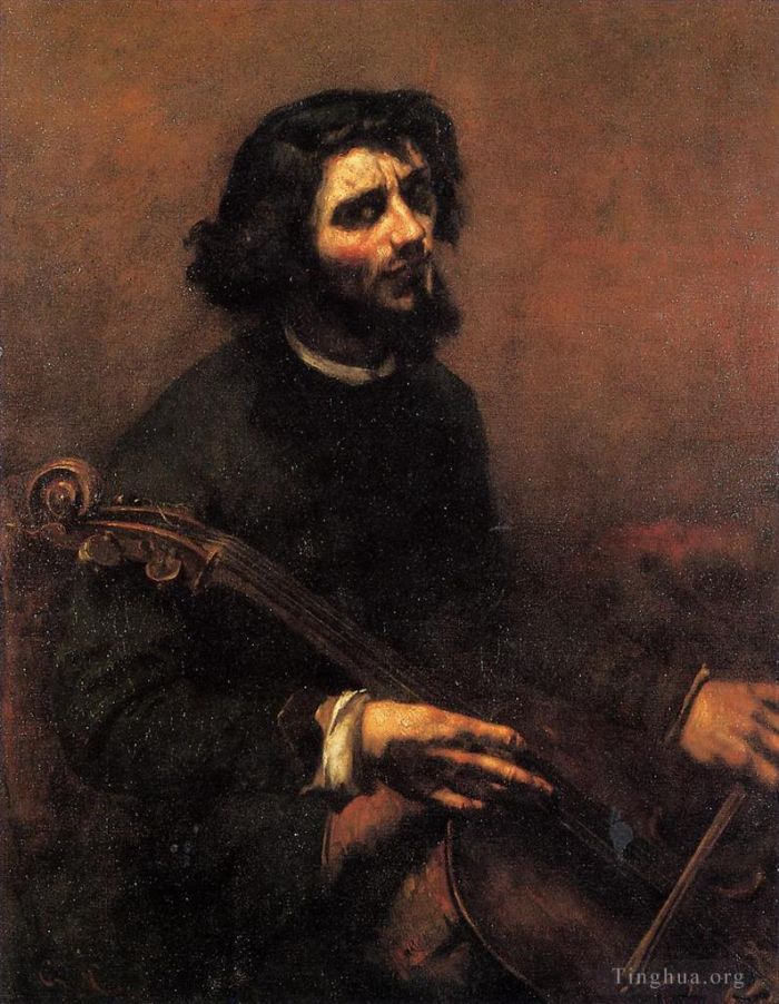 Gustave Courbet Oil Painting - The Cellist Self Portrait