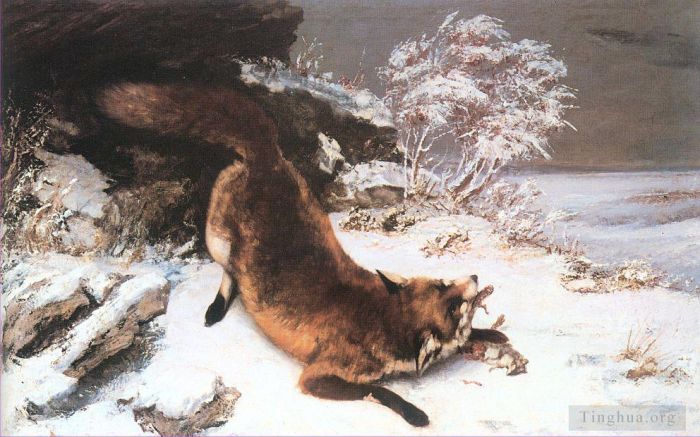 Gustave Courbet Oil Painting - The Fox in the Snow