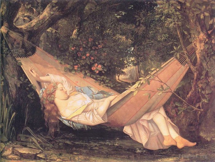 Gustave Courbet Oil Painting - The Hammock