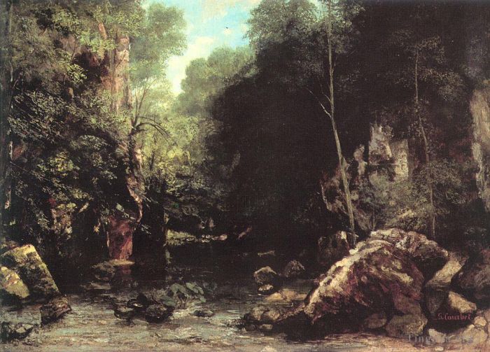 Gustave Courbet Oil Painting - The Shaded Stream The Stream of the Puits Noir