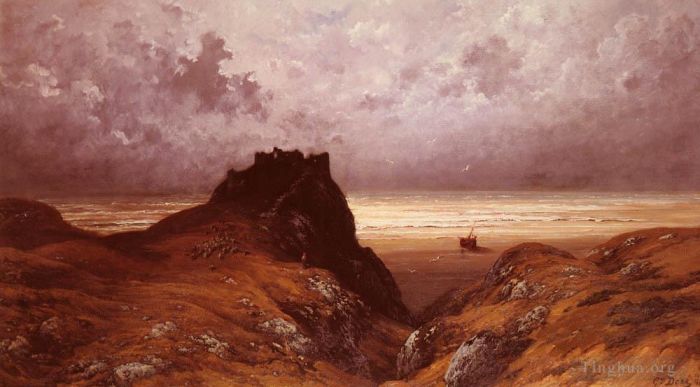 Gustave Dore Oil Painting - Castle On The Isle Of Skye landscape
