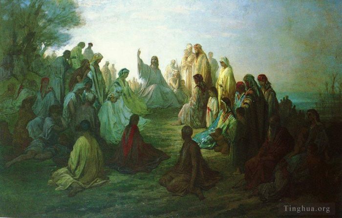 Gustave Dore Oil Painting - JESUS PRECHANT SUR LA MONTAGNE