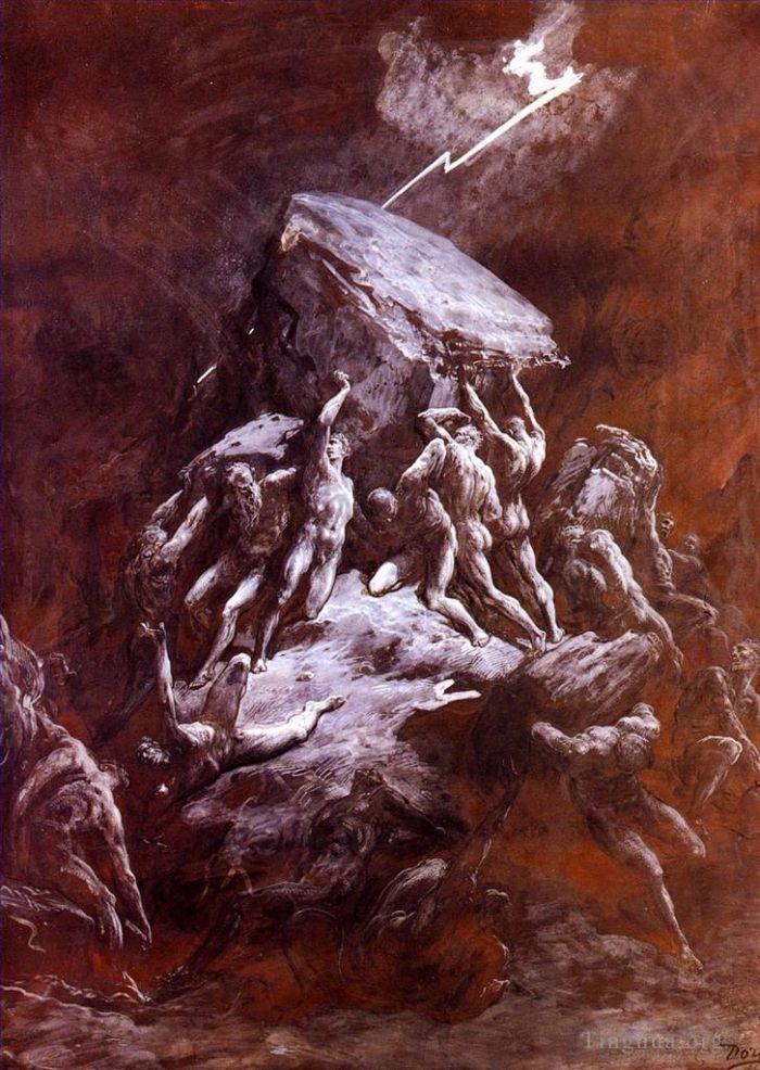 Gustave Dore Oil Painting - La Chute Des Titans
