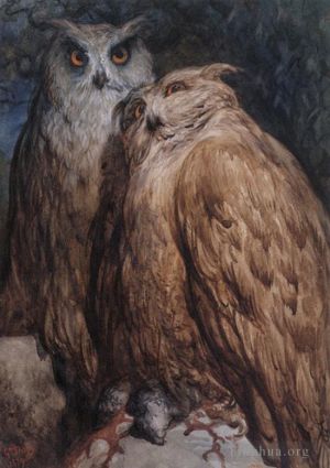 Artist Gustave Dore's Work - Two Owls