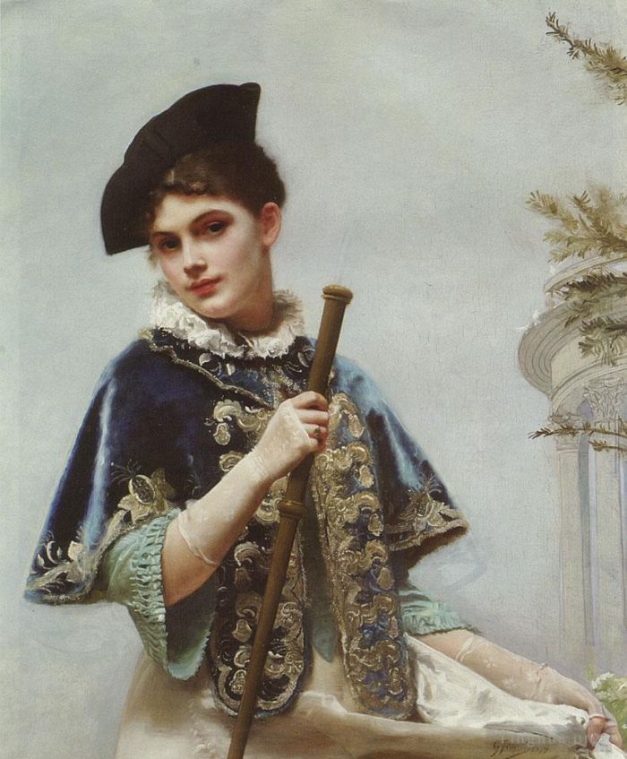 Gustave Jacquet Oil Painting - A Portrait of a Noble Lady