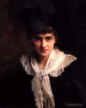 Artist Gustave Jacquet's Work - Portrait of a Gentlewoman lady