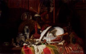 Artist Gustave Jacquet's Work - Trinquier Antoine Guillaume Still Life With Dishes A Vase A Candlestick And Other Objects