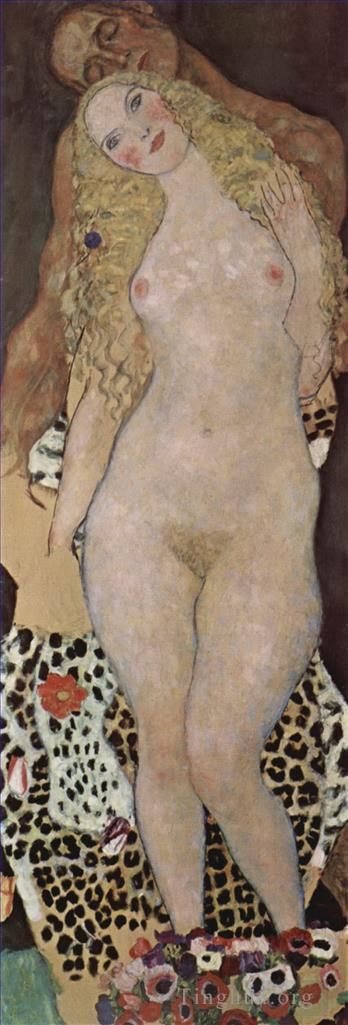Gustave Klimt Oil Painting - Adam and Eva