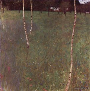 Artist Gustave Klimt's Work - Farm Houses with Birch Trees
